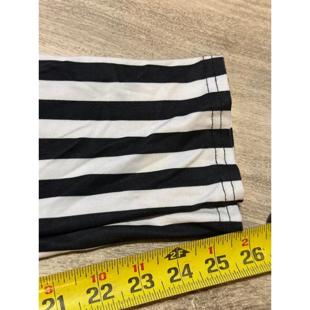 Womens Black White Striped Leggings Pants Boho‎ Casual Size M